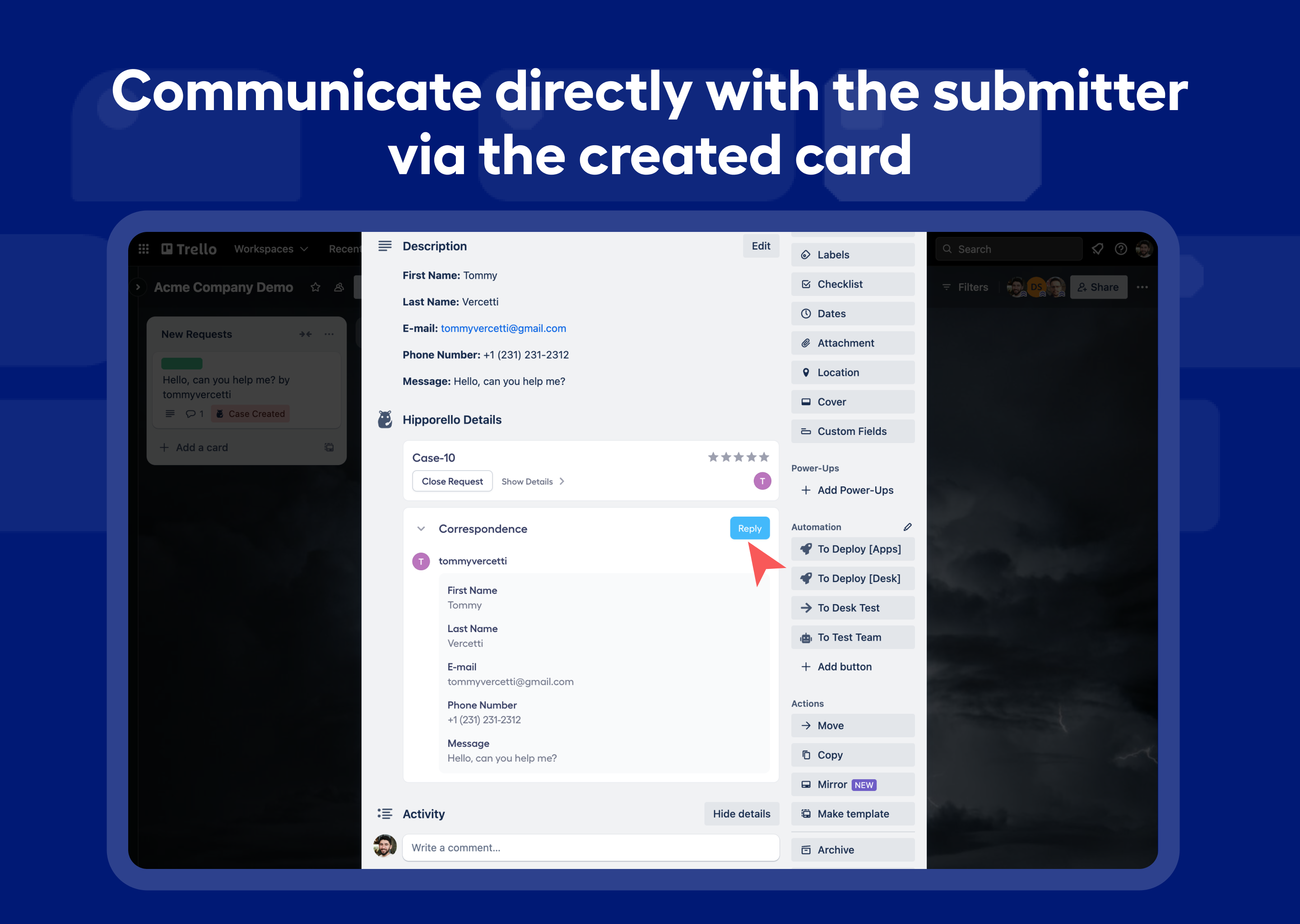 screenshot of Hipporello Service Desk